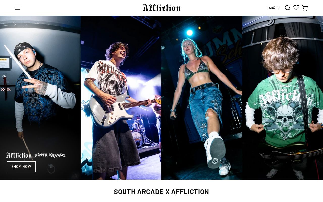 Affliction Clothing website preview