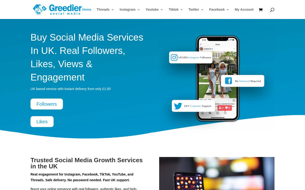 Greedier Social Media website preview